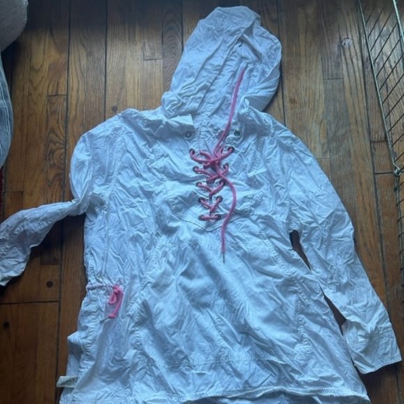 Free People Poplin Lace Up Pull Over Hoodie - Picture 3 of 5